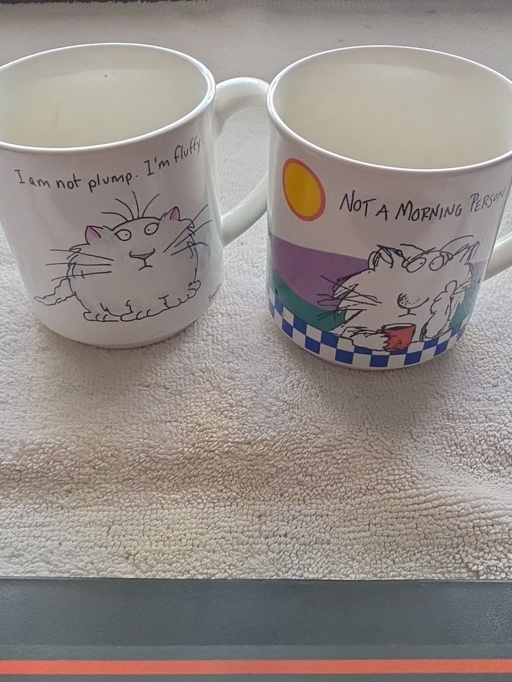 SET OF TWO VINTAGE SANDRA BOYNTON Cat Mugs